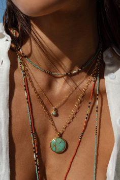 Beaded Necklace Boho, Layered Turquoise Necklace, Gemstone Chain Necklace, Ayala Bar Jewelry, Mixed Metal Necklace Stack, Stack Necklaces, Asymmetrical Jewelry, Sundance Style Jewelry, Danty Jewelry