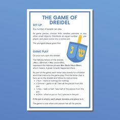 the game of dreiel is displayed on a blue background with an image of a shovel