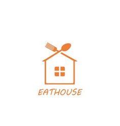 an orange house with spoon and fork logo