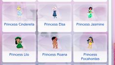 the princesses are all in different positions on this screen, and they appear to be playing