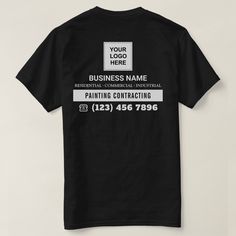 a black t - shirt with the words business name printed on it