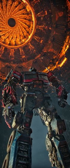 an image of a sci - fi movie scene with a giant robot standing in front of the camera