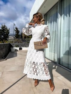 Color: White, Size: XXL Lace Summer Dresses, Patchwork Dress, British Indian, Types Of Skirts, White Rose, Top Trends, Summer Sale, Garden Party, Summer Wedding