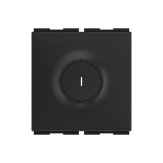 a black square button on a white background