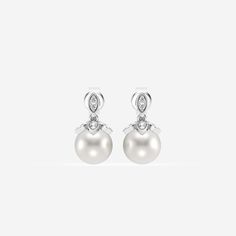 Add a subtle touch of sophistication to your outfit with these pearl and diamond mini drop earrings. Gleaming pearls hang from lab grown marquise diamonds, creating a striking combaintion of sparkle and luster. Chic and versatile, these pearl and diamond mini earrings can easily be worn from day to night for almost any occasion. Luxury Prong Set Pearl Earrings, Mini Earrings, Custom Gown, Diamond Flower, Marquise Diamond, Fashion Earrings, Lab Grown Diamonds, Wedding Accessories, Fresh Water