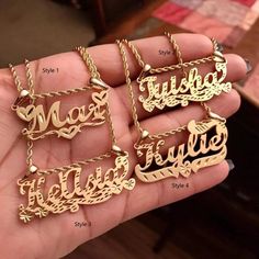 Custom Name Nameplate  18K Gold Pendent Personalized Jewelry Stainless Steel Necklaces For Mexican Name Necklace, Gold Name Necklace Latina, Name Chains Necklace Gold, Name Chains, Customized Name Necklace, Gold Pendent, Necklace Rope, Font Number, Name Necklace Gold