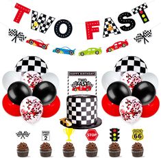 Race Car Two Fast Party Decorations Supplies Racing Theme 2nd Birthday Party Banner Race Car Second Birthday Cake Topper Checkered Flags Balloons for Let's go Racing Theme Sports Event Party Supplies Two Fast Party, Two Fast Two Furious, Race Car Party Decorations, Second Birthday Cakes, Hotwheels Birthday Party, Racing Theme, Hot Wheels Birthday