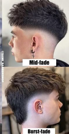 Men Hair Photography, Hair Styles 2023 Men, Messy French Crop Haircut Men, Burst Fade Mullet Long Hair, Short Edgy Mens Haircut, Burst Fade Haircut Curly, Clean Fade Haircut, Mid Drop Fade Haircut Men, Brust Fade Haircut