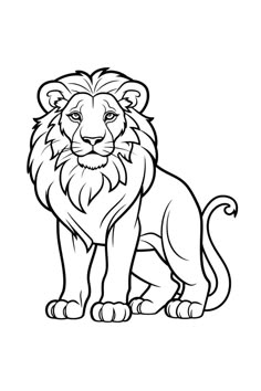 a black and white drawing of a lion