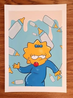 the simpsons character is surrounded by plastic bottles