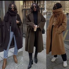 Oversized Coat Outfit, Women Outfit Ideas, Brown Wool Coat, Cold Outfits