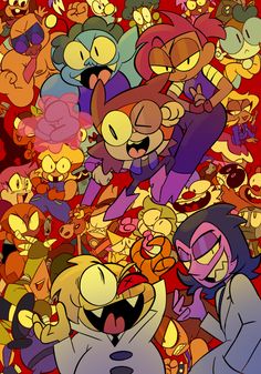 an image of many cartoon characters together