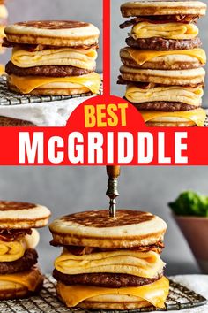 pancakes stacked on top of each other with the words best mcgridle above them