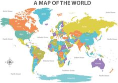 a world map with all the countries in different colors