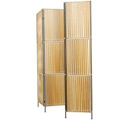 a room divider made out of bamboo with four sections on each side and one section closed