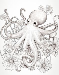 Octopus Tattoo - Unleash Your Unique Style Baby Octopus Tattoo, Cute Octopus Tattoo, Fine Tattoos, Tattoo Octopus, Ocean Theme Tattoos, Octopus Artwork, Squid Tattoo, Floral Thigh Tattoos, Octopus Tattoo Design