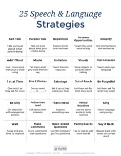 the 25 speech and language strategy poster