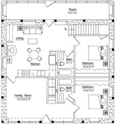 the floor plan for a two bedroom, one bathroom apartment with an attached living area