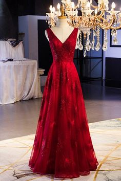 Shop Burgundy Long Red Formal Dress Vneck With Lace online. SheProm offers formal, party, casual & more style dresses to fit your special occasions. Red Ball Dress, Banquet Dress, Lace Evening Dress, Dress Ball Gown, Banquet Dresses, Dress With Open Back, Dress Bridesmaid, Birthday Party Dress, Lace Evening Dresses