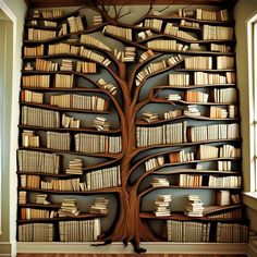 there is a tree with many books on it