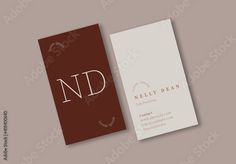 two business cards with the letter nd on them, one is brown and white