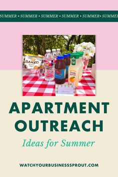 the cover of an article about apartment outreach ideas for summer, featuring bottles and flowers on a picnic table