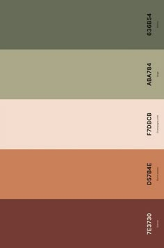 the color palette for an interior paint scheme in shades of green, brown and beige