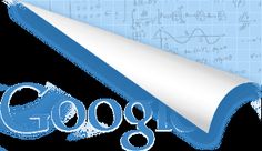 the google logo is shown on top of a blue and white paper with writing underneath it