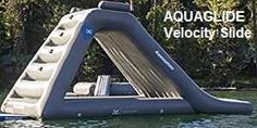 an inflatable slide floating on top of water