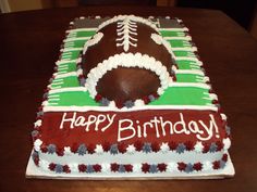 a birthday cake with a football on it