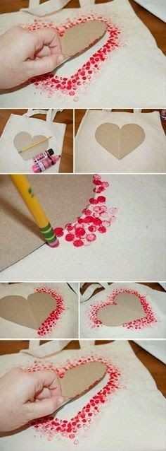 the process to make a heart - shaped paper bag