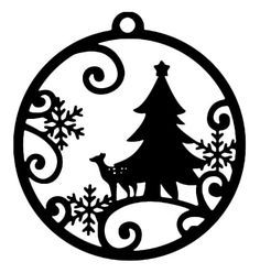 a black and white christmas ornament with snowflakes