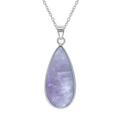 Add this stylish Aleure Precioso Sterling Silver Pear Shaped Gemstone Drop Pendant Necklace to your jewelry collection. Nickel free Metal: sterling silver Chain length: 18 in. Packaging: pouch Finish: polished Pendant size: 1 1/8" L x 1/2" W Chain type: cableSTONE DETAILS Stone type: amethyst, howlite, aventurine, tiger's eye, onyx, rose quartz, sodalite Stone size: 29.5mm x 15.5mm Shape: pear Gemstones may have been treated to enhance their appearance. Special care may be required. Please visit Amethyst Teardrop Gemstone Necklace, Elegant Purple Pear-shaped Necklace, Purple Teardrop Pendant Fine Necklace, Pear-shaped Amethyst Necklace As A Gift, Gift Pear-shaped Amethyst Necklace, Gift Pear-shaped Amethyst Necklaces, Pear-shaped Amethyst Necklace For Gift, Drop Pendant Necklace, Drop Pendant