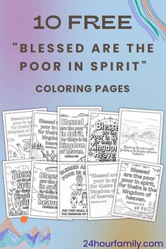 Blessed are the poor in spirit for theirs is the kingdom of heaven coloring pages, beatitudes coloring pages, Matthew 5:3, beatitudes for kids, school coloring pages, faith formation the beatitudes Sunday school activity, kids bible, catholic kids, bible worksheets, bible coloring sheets, faith printables, faith coloring sheets, bible coloring pages, faith coloring pages, childrens bible Christian Coloring Pages For Adults, Beatitudes Printable, Faith Coloring Pages, Beatitudes For Kids, Scripture Coloring Sheets, Sunday School Coloring Sheets, Poor In Spirit, Matthew 5 3