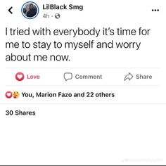 two tweets on twitter with the caption'i tried with everybody it's time for me to stay to my self and worry about me now '