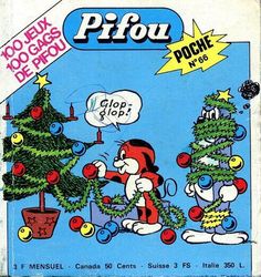 an old comic book with cartoon characters and christmas trees on the cover, which reads pifou