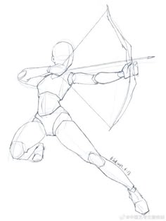 a drawing of a person with a bow and arrow