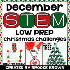 ***NEWLY UPDATED!!!***Check out my Video Tour and Demo of all components on YouTube below!LOW PREP CHRISTMAS STEM CHALLENGES VIDEOThis Christmas/Holiday STEM/STEAM package is perfect to engage your elementary engineers in December! Three STEM challenges and one Bonus Brainbuilder are provided and ca... Christmas Stem For Kindergarten, Low Prep Stem Challenges, December Stem, Holiday Stem Activities, Christmas Stem Challenge, Brooke Brown