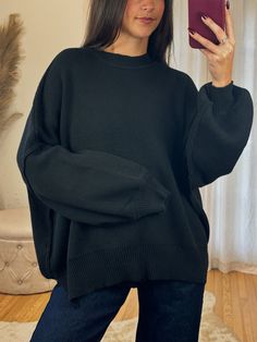 High Quality oversized Knit Sweater ft. Thick Edge Stitching and Drop Shoulder! Maclaine is 5'7 wearing a size SMALL. Model is 5’4 wearing a size MEDIUM. This is naturally oversized! Available in Black, Chocolate & Cream! 60% cotton 40% acrylic Oversized Black Sweater, Oversized Knit Sweater, Black Chocolate, Edge Stitching, Engagement Pics, Oversized Knitted Sweaters, Oversize Knit, Chocolate Cream, Sugar And Spice