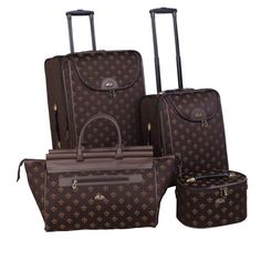 The classic fleur de lis pattern gives elegance to this American Flyer luggage set. Eye catching design makes it easy to spot at the baggage claim. This traditional 4-piece set includes two upright luggage pieces, a doctor's bag/duffel and a round cosmetic case Louis Vuitton Travel Luggage, Tas Louis Vuitton, Louis Vuitton Luggage, Replica Louis Vuitton, Louis Vuitton Travel, Best Luggage, Organized Packing, Doctor Bag, Prada Handbags