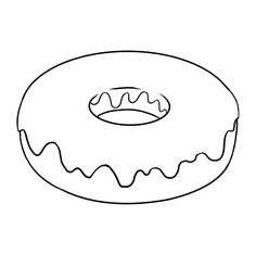 a drawing of a donut with icing on it's side and a hole in the middle