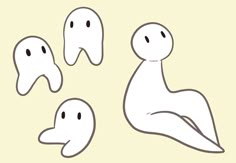 three cartoon ghost like figures sitting next to each other