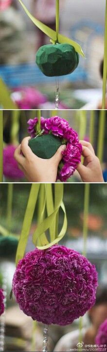 the process of making flowers out of rocks is shown in three different pictures, including one being