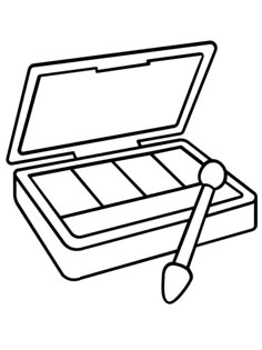 a black and white drawing of an open box with a spoon in the bottom, on a white background