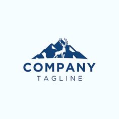 the logo for company tagline with a deer on it's head and mountains in the background