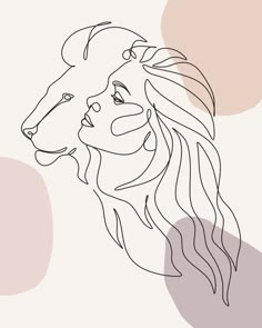 a line drawing of a woman's face with her hair blowing in the wind