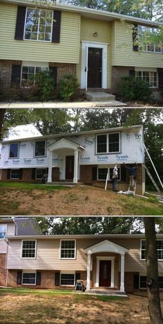 before and after shots of a house being painted