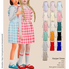 Harper Child Dress | Patreon Sims Kids Clothes, Ts4 Clothing Cc, Sims 4 Cc Girl, Sims 4 Children Cc, Sims 4 Cottage, Sims World, Sims Finds, Sims 4 Cc Kids Clothing