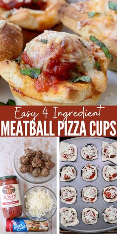 easy 4 ingredient meatball pizza cups