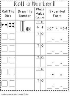 roll and number worksheet with numbers to 10 on the page, which is filled with